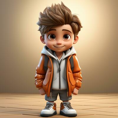 cartoon cute school boy photo