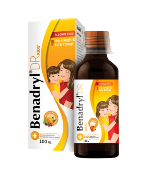 Benadryl DR Kids Syrup Mixed fruit flavour Alcohol Free