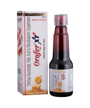 Orofer XT + Iron Tonic with Ferrous Ascorbate Folic Acid & Mecobalamin | Suspension Flavour Orange Cool