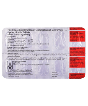 Ondero Met 850mg/2.5mg Tablet