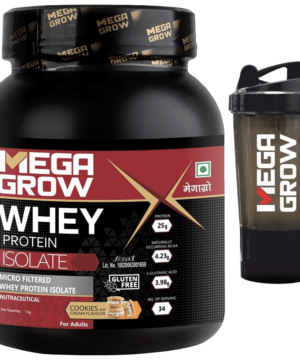 Megagrow Whey Protein Isolate Powder with Shaker Cookie and Cream