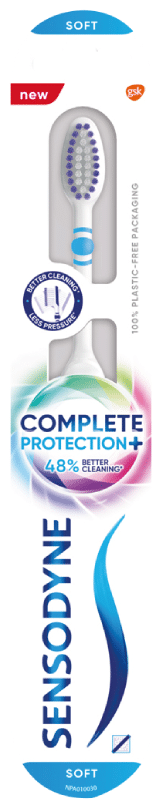 Sensodyne Toothbrush|Complete Protection + Toothbrush with Flexible Neck for 48% Better Cleaning with Soft Tapered Bristles