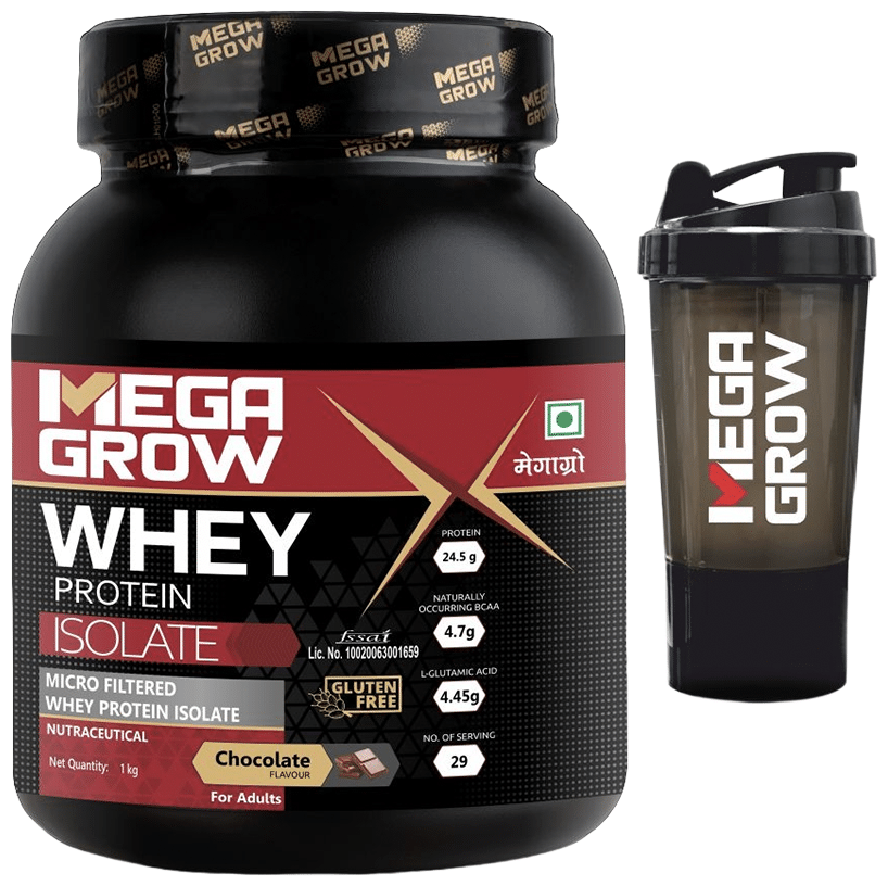 Megagrow Whey Protein Isolate Powder with Shaker Chocolate
