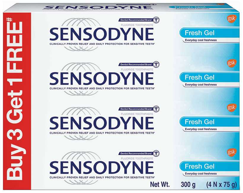 Sensodyne Toothpaste 75gm Each (Buy 3 Get 1 Free) Fresh Gel