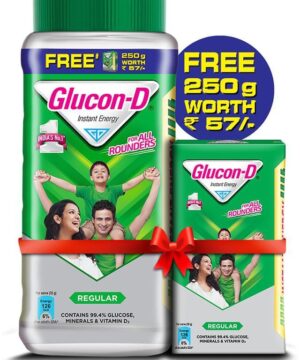 Glucon-D with Glucon-D Powder 250gm Regular Free Regular