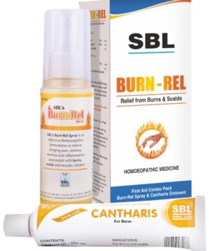 SBL Burn-Rel First Aid Combo Pack of Burn-Rel Spray 50ml & Cantharis Ointment 25gm