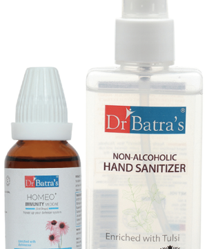 Dr Batra's Combo Pack of Homeo+ Immunity Medicine Oral Drops 30ml and Non-Alcoholic Hand Sanitizer 100ml